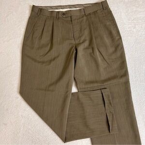 Lauren Ralph Lauren Men's Dress Pants Size 36x30 Brown Plaid Pleated